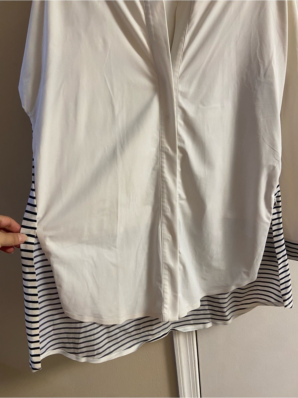 A.D.A.Y Cream Black Tunic Blouse snap up closure Large - Picture 4 of 6